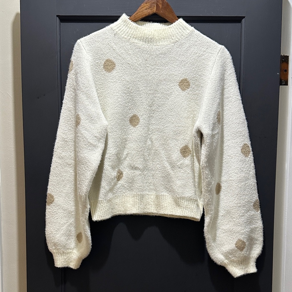 Gilli Cream and Tan Polka Dot Sweater